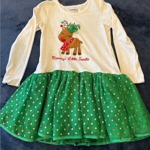 Holiday Editions White and Green Reindeer Dress